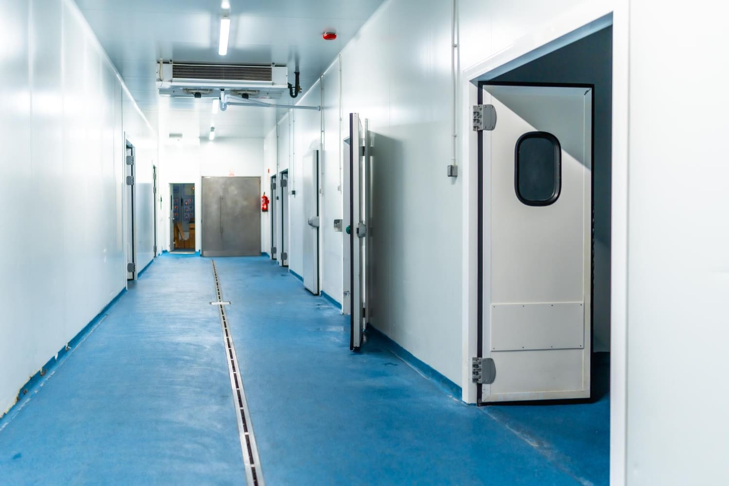 Industrial cold room corridor with refrigeration unit in Malaysia
