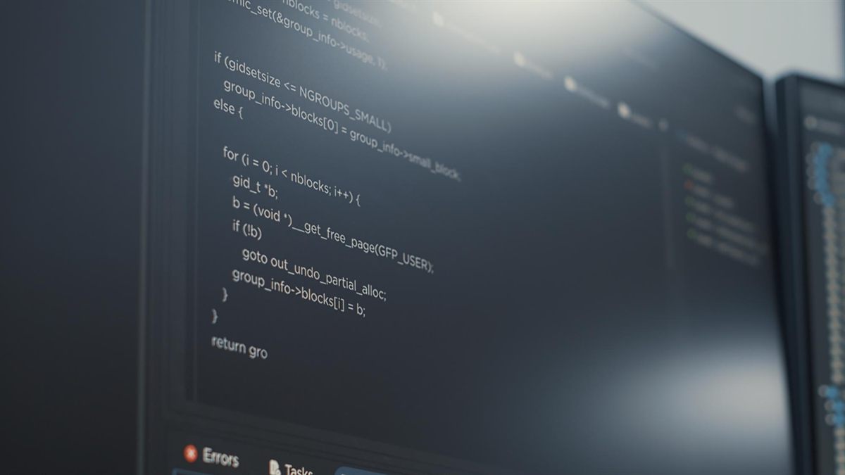 Computer screen displaying code and error messages